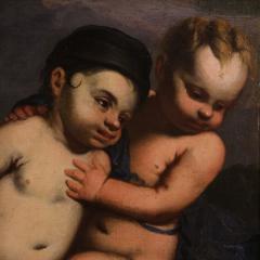 Italian antique painting cherub games from the 17th century - 4168853
