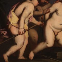 Italian antique painting cherub games from the 17th century - 4168855