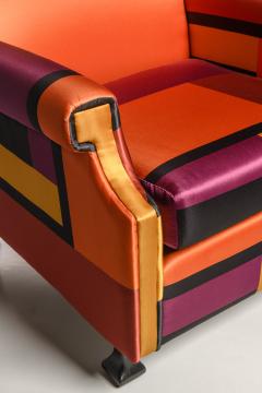 Italian armchair in multicolour silk manufactured in the 1960s - 3477050