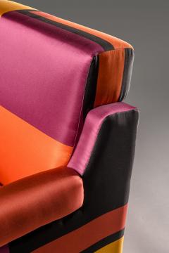 Italian armchair in multicolour silk manufactured in the 1960s - 3477051