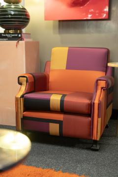 Italian armchair in multicolour silk manufactured in the 1960s - 3477065