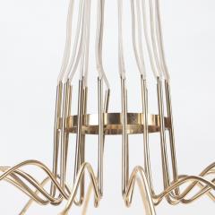 Italian brass and spun aluminum 16 arms chandeliers circa 1950  - 2846692