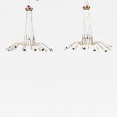Italian brass and spun aluminum 16 arms chandeliers circa 1950  - 2849087