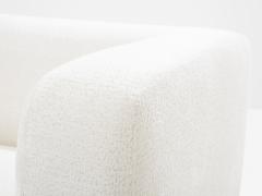 Italian brutalist sofa solid walnut and white chenille velvet 1960s - 4341513