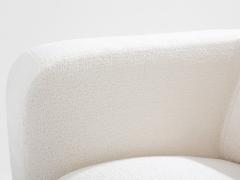 Italian brutalist sofa solid walnut and white chenille velvet 1960s - 4341514