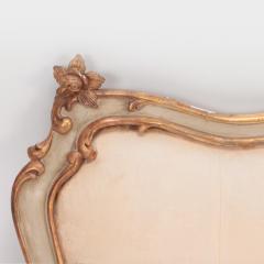 Italian carved and painted giltwood King size headboard with upholstered panel  - 3446738