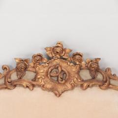 Italian carved and painted giltwood King size headboard with upholstered panel  - 3446739