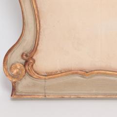 Italian carved and painted giltwood King size headboard with upholstered panel  - 3446740