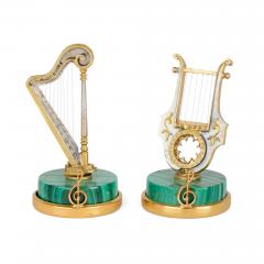 Italian collection of miniature silver vermeil malachite musical instruments - 4239187