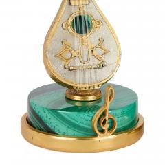 Italian collection of miniature silver vermeil malachite musical instruments - 4239188