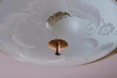 Italian decorative chandelier in brass and screen printed glass 1960s - 3723052