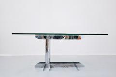 Italian desk table steel and glass 1970s - 1930525