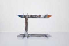 Italian desk table steel and glass 1970s - 1930527