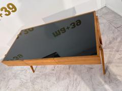 Italian desk with dark green glass top - 4281621