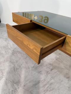 Italian desk with dark green glass top - 4281622