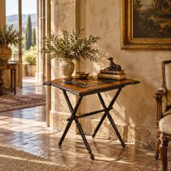 Italian ebonized inlaid folding table Circa 1880 - 4800164