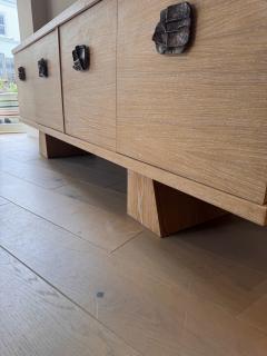 Italian four doors limed wood sideboard with bronze handles - 4111251