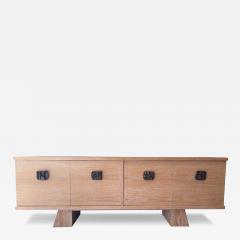 Italian four doors limed wood sideboard with bronze handles - 4111283