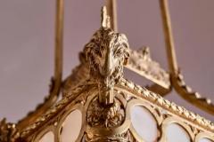 Italian gilt bronze chandelier with glass and crystals from the 1920s - 3696541