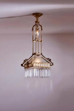Italian gilt bronze chandelier with glass and crystals from the 1920s - 3696547
