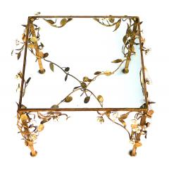 Italian gilt iron square form side table w applied tole meandering foliate vine - 2652812