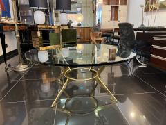 Italian large brass and glass circular coffee table - 3032630