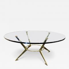 Italian large brass and glass circular coffee table - 3036361