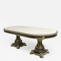 Italian marble ebonised and gilt wood dining table - 2075780