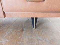 Italian mid century parchment desk tan with black and gold beading - 1794934