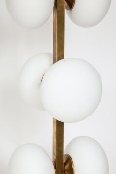 Italian modernist brass floor lamp with opaline glass globe lights - 1014116