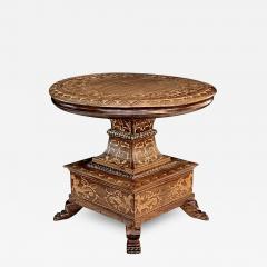 Italian neoclassical style inlaid walnut circular side drinks table - 2861865