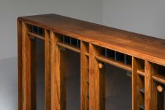 Italian oak sideboard with glass doors and space for bottles 1970s - 1638296