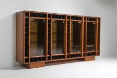 Italian oak sideboard with glass doors and space for bottles 1970s - 1638299