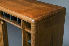 Italian oak sideboard with glass doors and space for bottles 1970s - 1638305