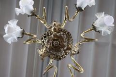Italian of the Period Art Nouveau Gilded Bronze Chandelier 6 Bulbs - 3137677