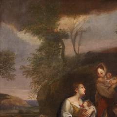 Italian painting landscape with family scene from the 18th century - 3988739