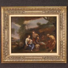 Italian painting landscape with family scene from the 18th century - 3988745