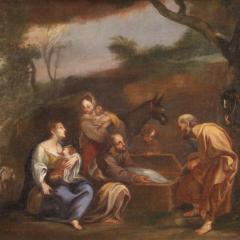 Italian painting landscape with family scene from the 18th century - 3988746