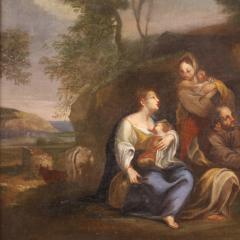 Italian painting landscape with family scene from the 18th century - 3988749