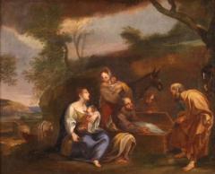 Italian painting landscape with family scene from the 18th century - 3988979