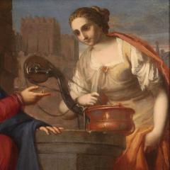 Italian painting of the 17th century Jesus and the Samaritan at the well  - 3983722