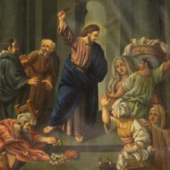 Italian painting oil on copper Expulsion of merchants from the temple - 4239042