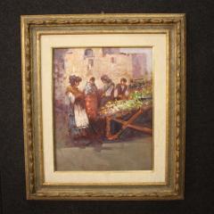 Italian painting popular scene with figures from 20th century - 4177629