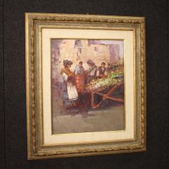 Italian painting popular scene with figures from 20th century - 4177630