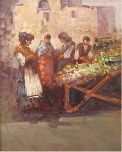 Italian painting popular scene with figures from 20th century - 4177745