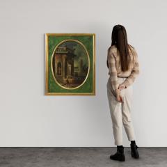 Italian painting view with architectures and characters from 18th century - 4146434