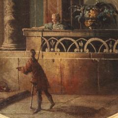 Italian painting view with architectures and characters from 18th century - 4146437