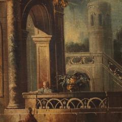 Italian painting view with architectures and characters from 18th century - 4146440