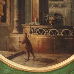 Italian painting view with architectures and characters from 18th century - 4146442