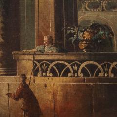 Italian painting view with architectures and characters from 18th century - 4146443